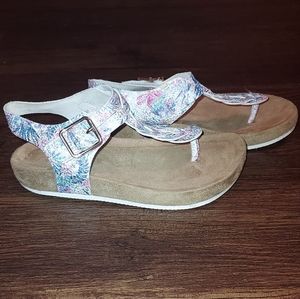 Girls Cupcake Couture Pink and Blue Wedge Sandals Size 12 Like New